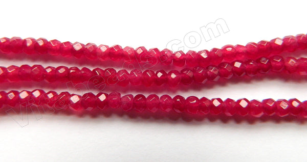 Cherry Red Jade  -  Small Faceted Rondel  15"