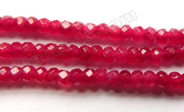 Cherry Red Jade  -  Small Faceted Rondel  15"