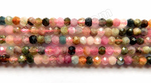 Mixed Tourmaline Natural A  -  Small Faceted Rondel  15"