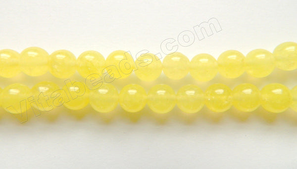 Lemon Semi Transparent Jade  -  Smooth Round Beads  15"