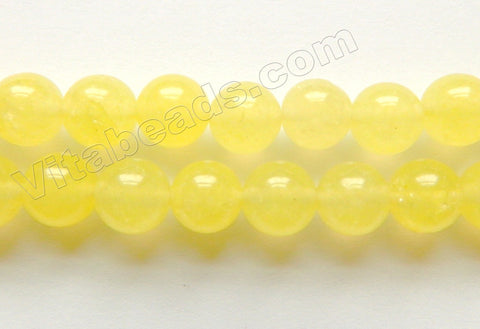 Lemon Semi Transparent Jade  -  Smooth Round Beads  15"