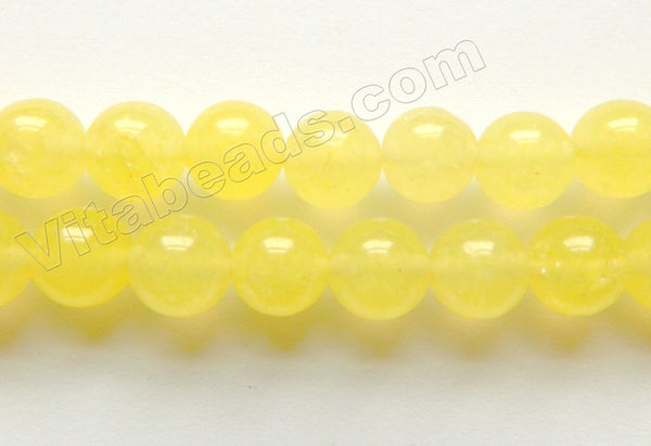 Lemon Semi Transparent Jade  -  Smooth Round Beads  15"