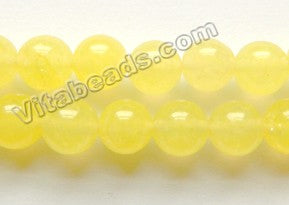 Lemon Semi Transparent Jade  -  Smooth Round Beads  15"