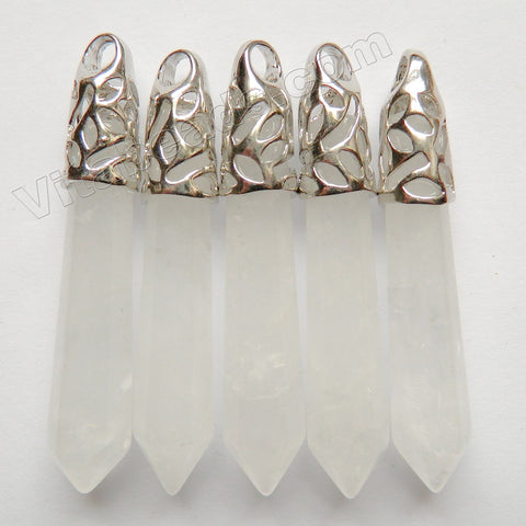 Natural Rock Crystal - 6-Side Pendulum Pendant w/ Silver Bail