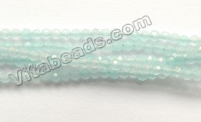 Light Aquamarine Jade  -  Small Faceted Round  15"