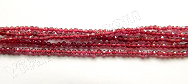 Garnet AAA  -  Small Faceted Round Beads  16"