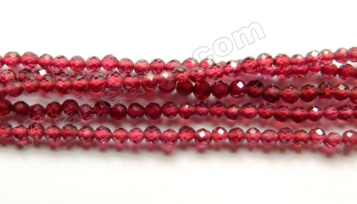 Garnet AAA  -  Small Faceted Round Beads  16"