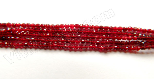 Dark Red Maroon Jade  -  Small Faceted Round  15"