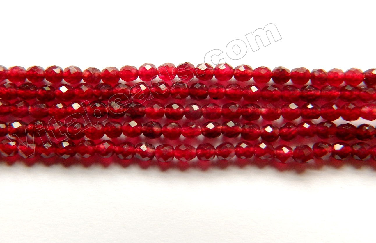 Dark Red Maroon Jade  -  Small Faceted Round  15"