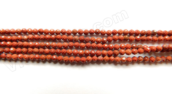 Red Jasper  -  Small Faceted Round Beads  15"