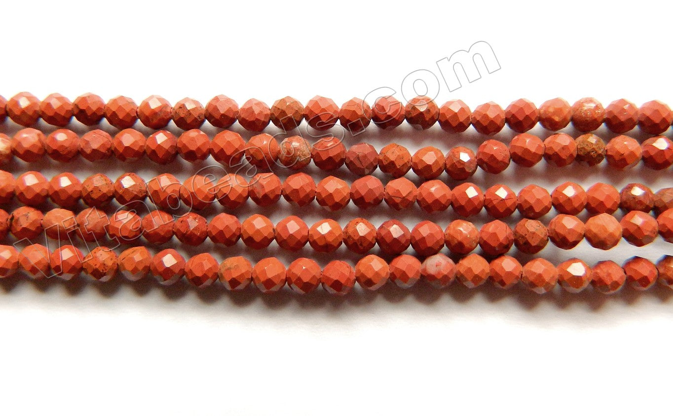 Red Jasper  -  Small Faceted Round Beads  15"