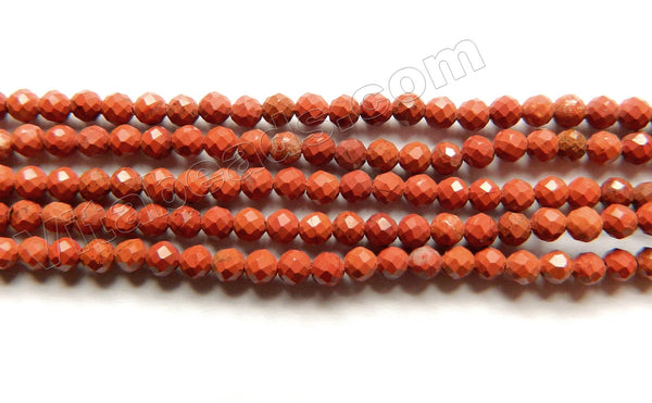 Red Jasper  -  Small Faceted Round Beads  15"