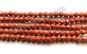 Red Jasper  -  Small Faceted Round Beads  15"