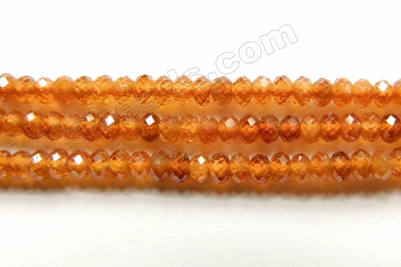 Orange Garnet Natural AAA  -  Small Faceted Rondel  15"