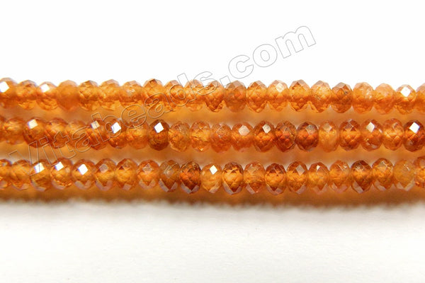 Orange Garnet Natural AAA  -  Small Faceted Rondel  15"