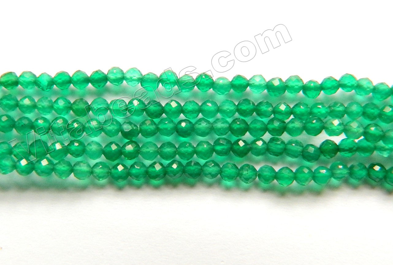 Green Onyx AAA  -  Small Faceted Round  15"