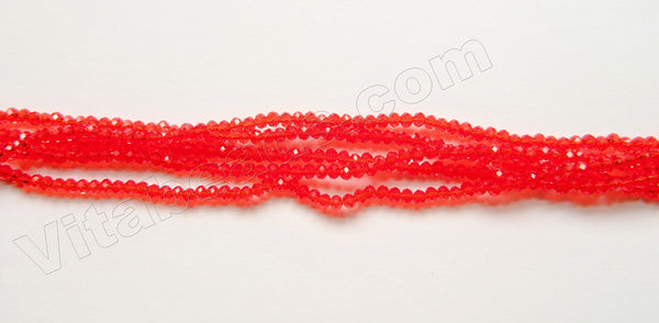Xmas Red Crystal Quartz  -  Small Faceted Rondel  16"