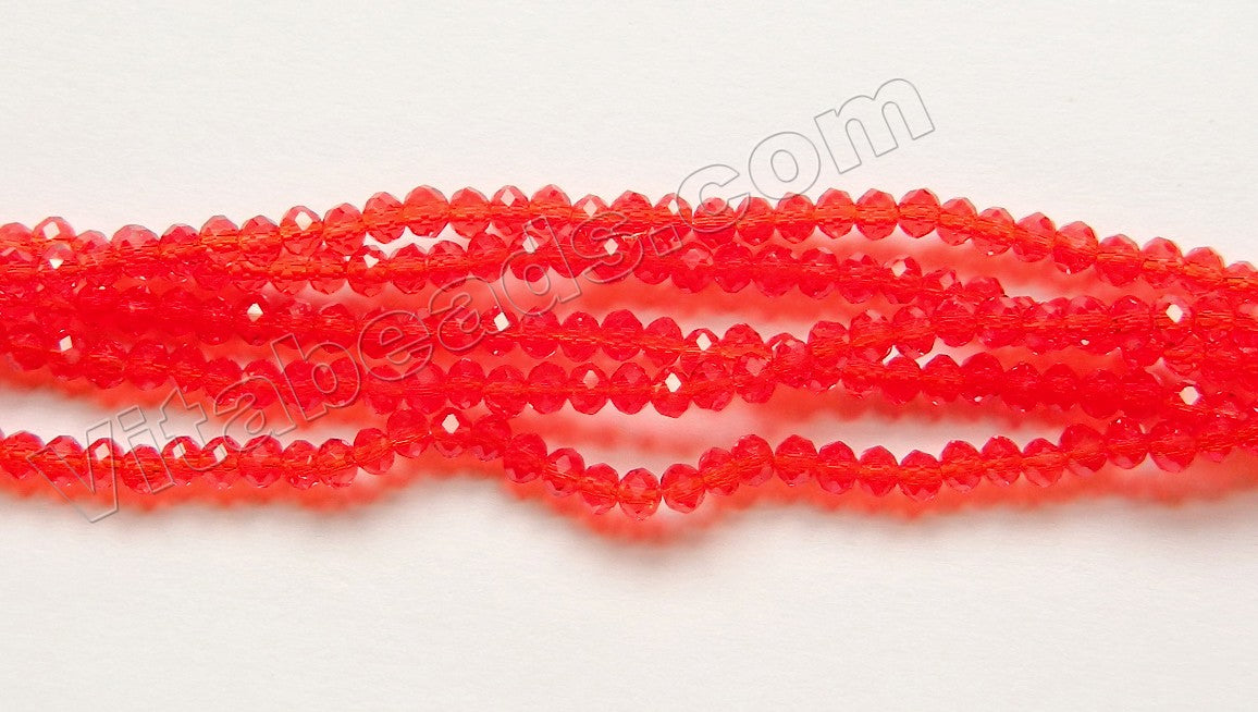 Xmas Red Crystal Quartz  -  Small Faceted Rondel  16"