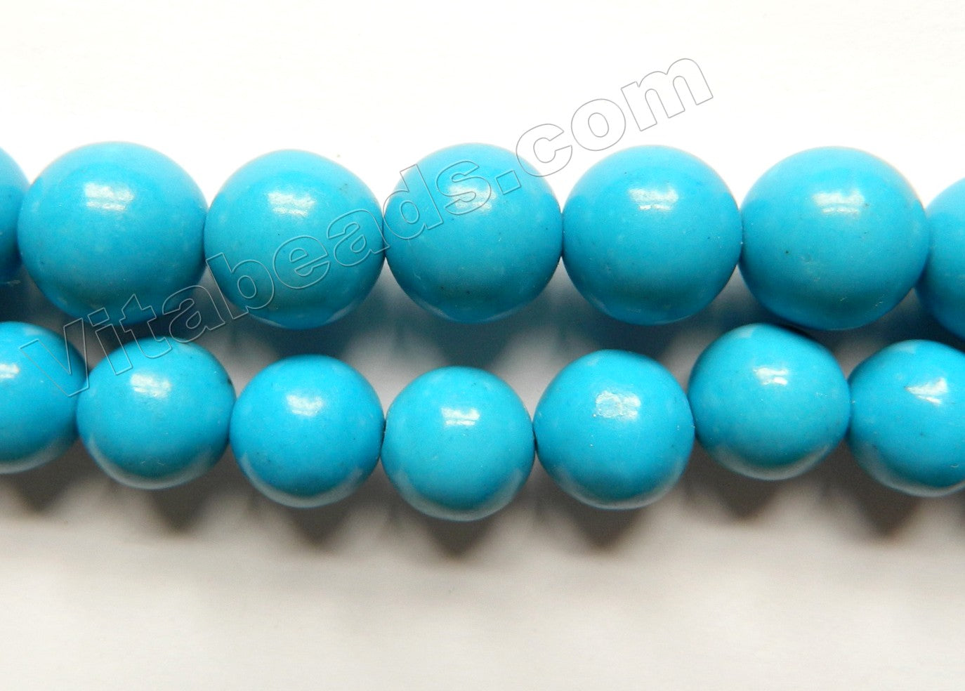 Deep Blue Turquoise Color Solid Jade  -  Smooth Round Beads  15"