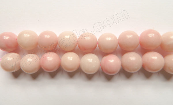 Light Pink Opal Solid A  -  Smooth Round Beads  15"