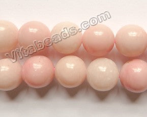 Light Pink Opal Solid A  -  Smooth Round Beads  15"