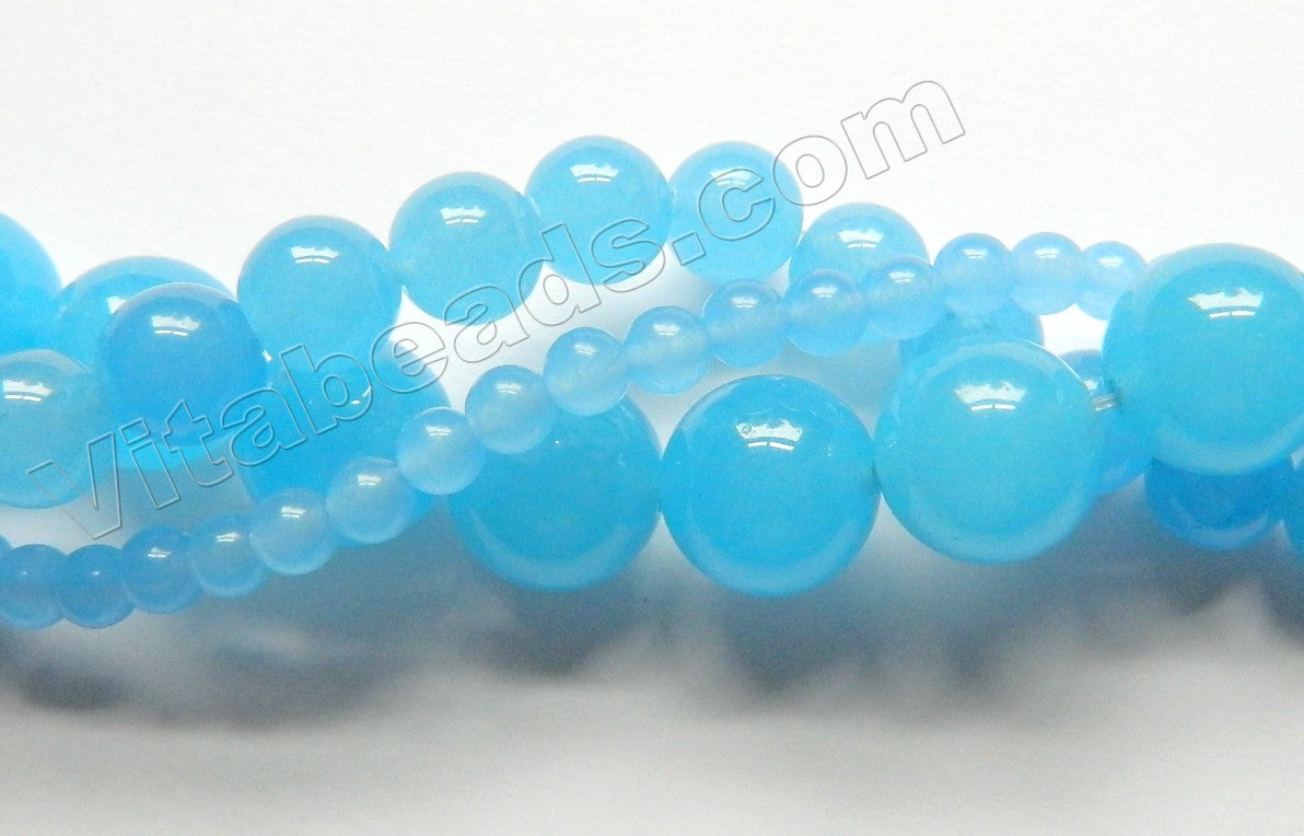 Light Aqua Chalcedony Jade  -  Smooth Round 15"