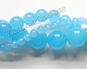 Light Aqua Chalcedony Jade  -  Smooth Round 15"