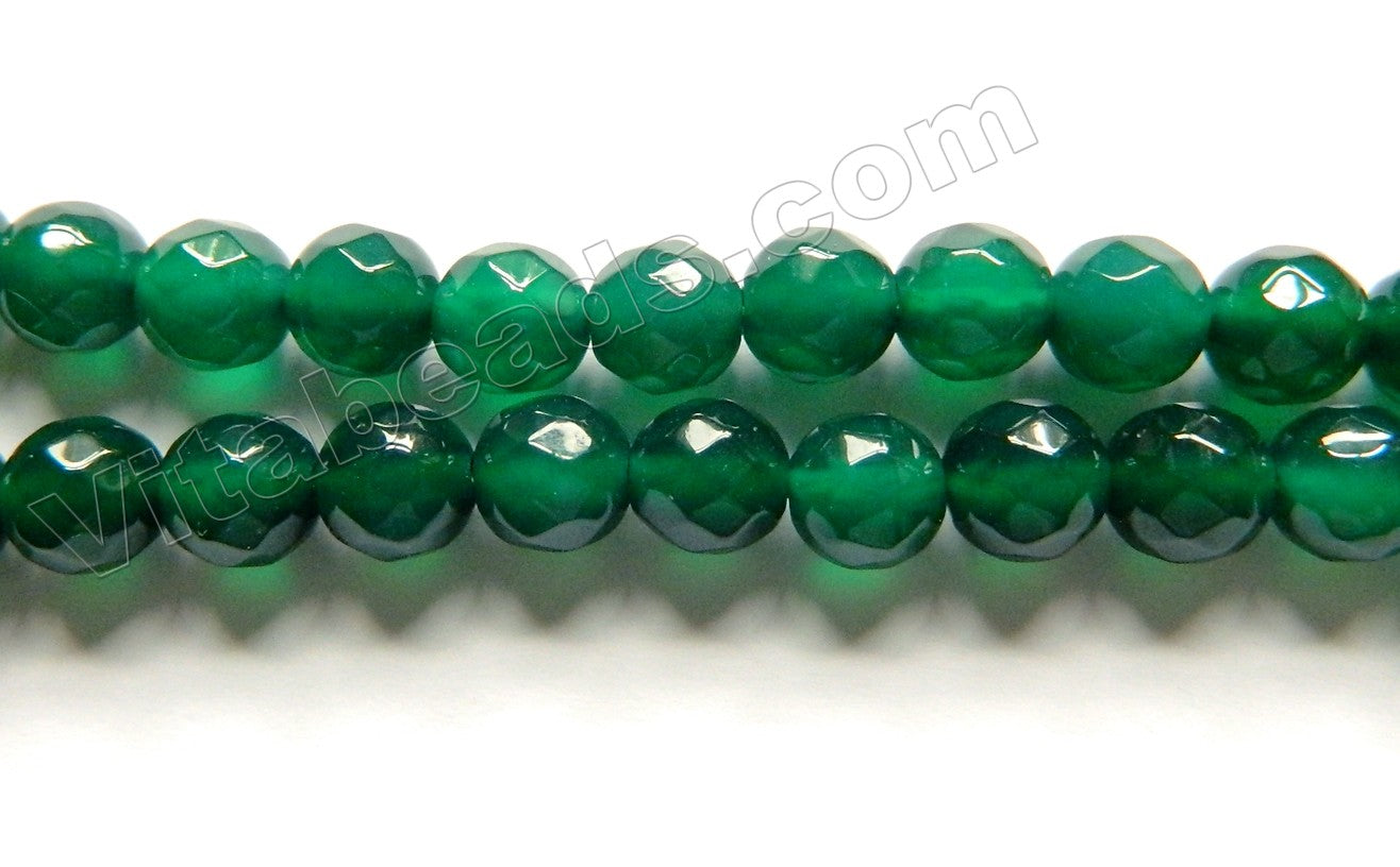 Dark Emerald Green Agate  -  Faceted Round 15"