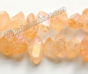 Coated Yellow Peach Crystal Natural AA  -  Machine Cut Center Drilled Pendulum Nuggets  16"