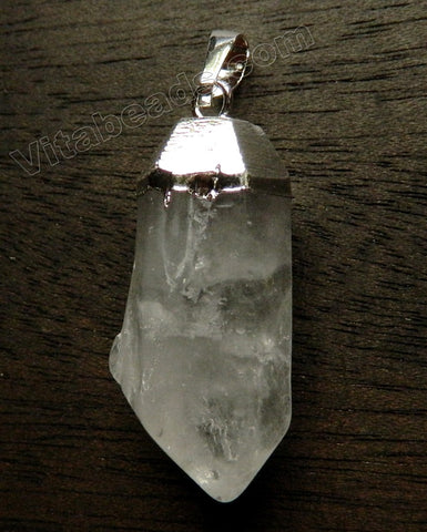 Rock Crystal Natural - Pendulum Pendant w/ Silver Bail