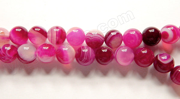 Fuchsia Purple Orchid Sardonix Agate  -  Smooth Round Beads  16"