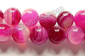 Fuchsia Purple Orchid Sardonix Agate  -  Smooth Round Beads  16"