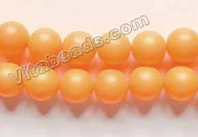 Matte Orange Shell Pearl  -  Smooth Round Beads 16"