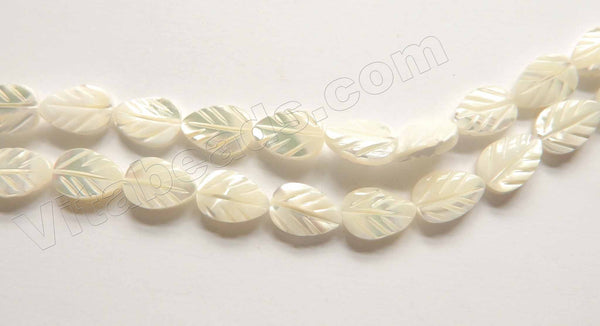 MOP White  -  Carved Leaves  16"