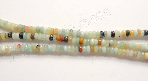 Mixed Golden Amazonite  -  Small Faceted Rondels   15"