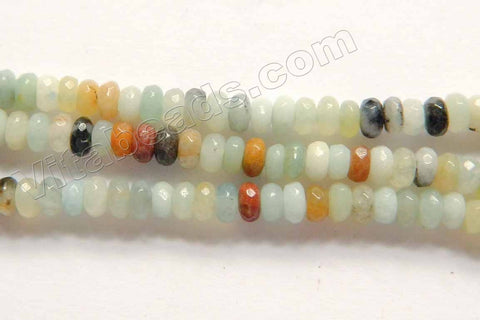 Mixed Golden Amazonite  -  Small Faceted Rondels   15"