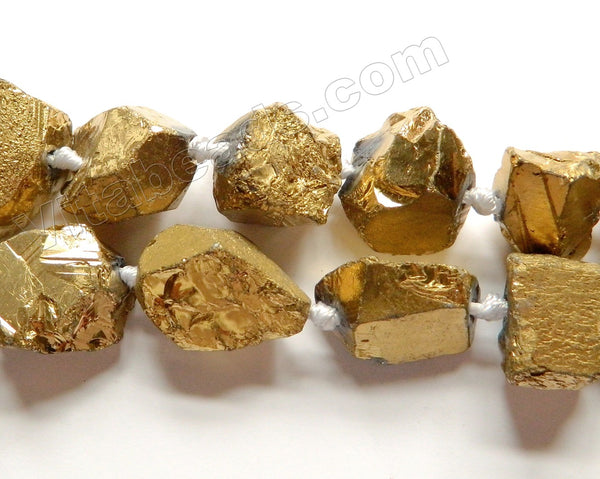 Gold Plated Natural Crystal  -  Graduated Rough Nuggets  16"