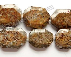 Brazil Turtle Brown Opal Natural  -  Graduated Faceted Octagon w/ Spacer  16"