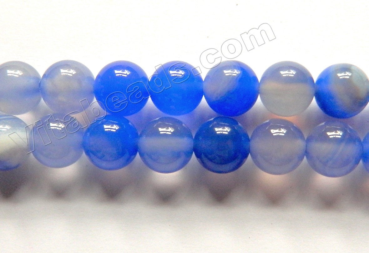 Sapphire Blue Agate  -  Smooth Round  15"