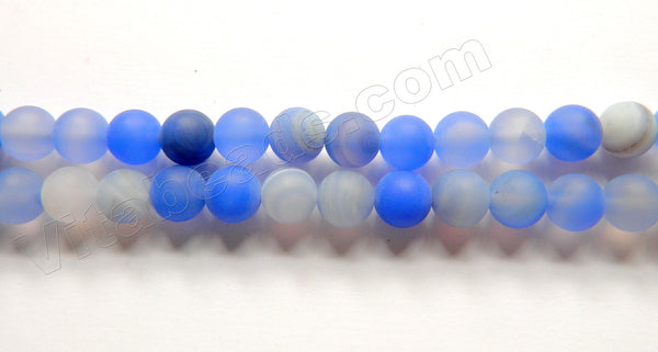 Frosted Sapphire Blue Agate  -  Smooth Round  15"