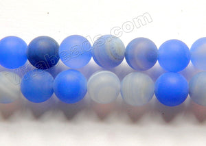 Frosted Sapphire Blue Agate  -  Smooth Round  15"