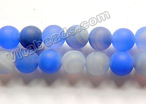 Frosted Sapphire Blue Agate  -  Smooth Round  15"