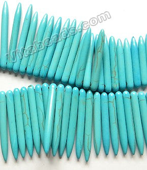 Blue Turquoise  -  Graduated Smooth Long Tooth 18"