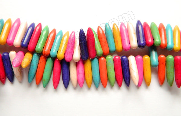 Rainbow Turquoise  -  Top Drilled Long Bullet Beads  15"