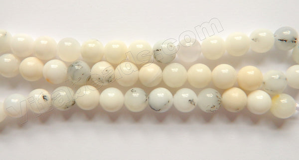 Natural White Opal AAA  -  Smooth Round  15"