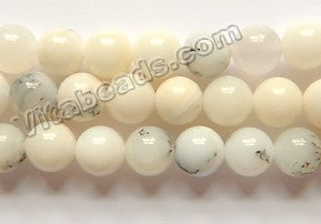 Natural White Opal AAA  -  Smooth Round  15"