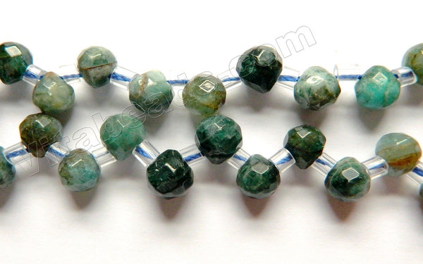Dark Apatite Natural  -  Faceted Round Teardrops 16"
