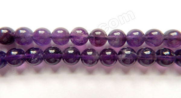 Amethyst A  -  Smooth Round Beads 15"