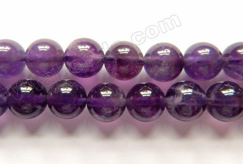 Amethyst A  -  Smooth Round Beads 15"
