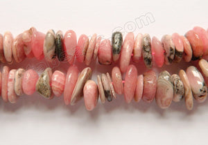 Pink Rhodochrosite Natural  -  Center Drilled Saucer Beads  16"